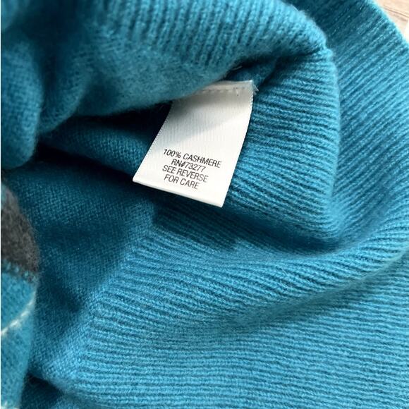 Apt 9 100% Cashmere Blue Argyle Sweater Women’s Medium Soft Luxe Knit - Picture 5 of 9